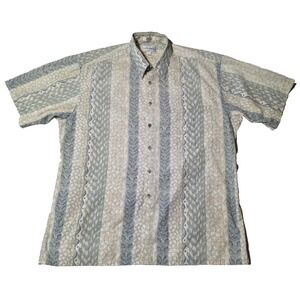 VTG MARIO‎ FERRARI Men Beige Green Blue Geo Abstract Large Cotton Button Shirt